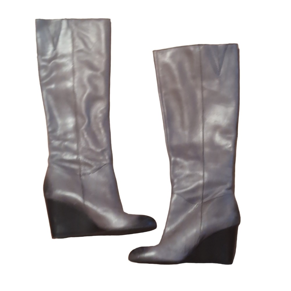 Franco Sarto Osteria A-OSTERIA Boots Women's 7M Grey Leather Wedge Heel